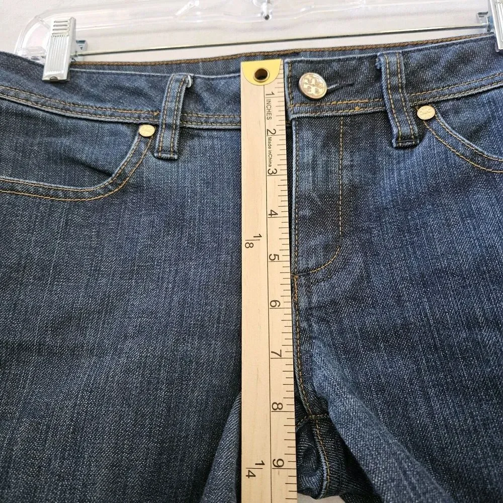 Tory Burch Jeans Womens 31x25.75 Cropped Jean Straight Blue Dark Wash Mid Rise - Picture 5 of 15
